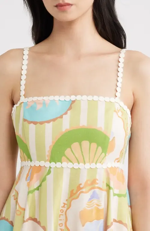 Fiorella Print Sleeveless Linen Blend Midi Dress by A.REN