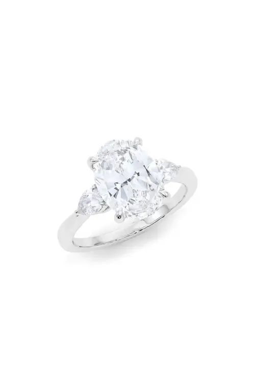 Oval & Pear Cut Lab Grown Diamond Ring in 18K White Gold by HauteCarat