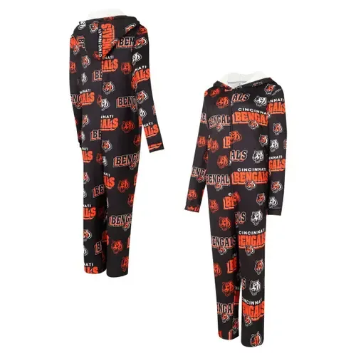 Concepts Sport Cincinnati Bengals Roadway Allover Print Microfleece Full-Zip Union Suit by CONCEPTS SPORT