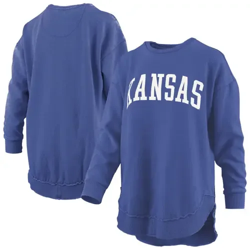Pressbox Kansas Jayhawks Melange Poncho Vintage Fleece Long Sleeve Pullover Sweatshirt by PRESSBOX
