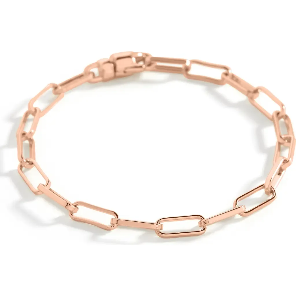 Open Link Paperclip Chain Bracelet in 18K Rose Gold Plated