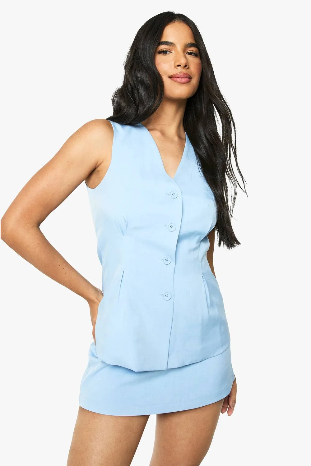 Tailored Longline Cinched Waistcoat by boohoo