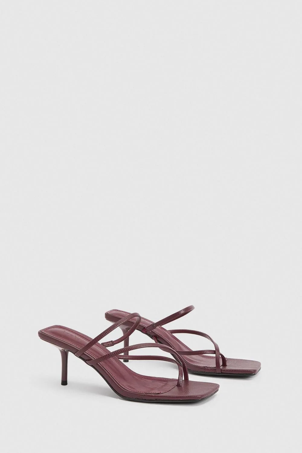 Croc Strappy Toe Post Heeled Mules by boohoo