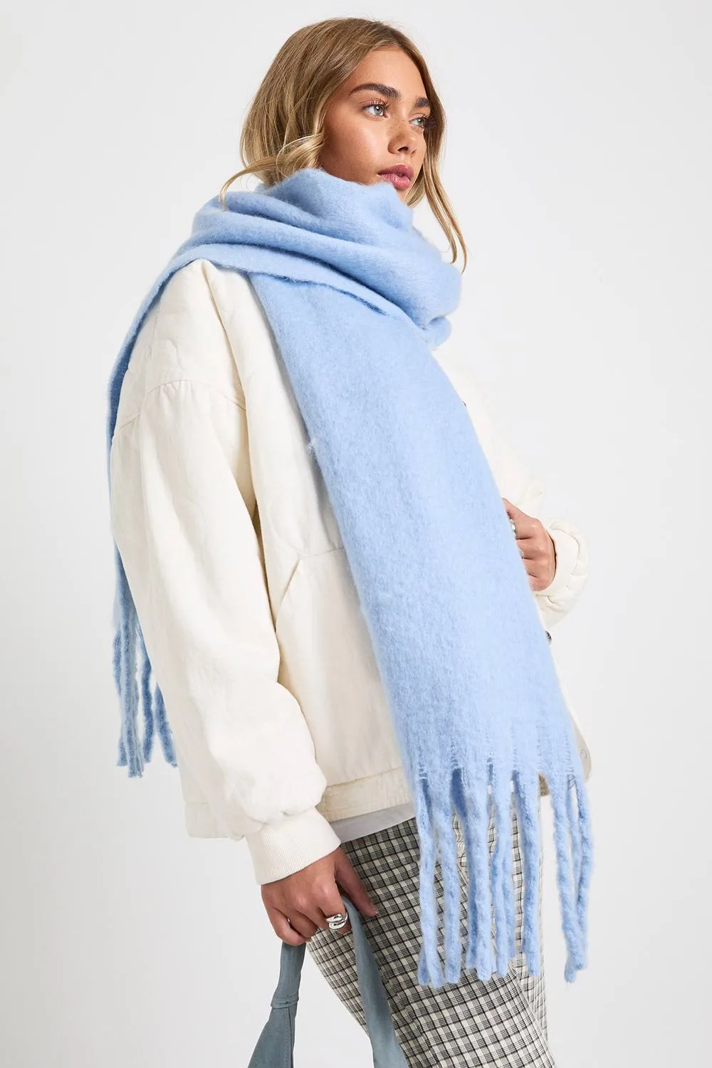 Oversized Tassel Fluffy Scarf by boohoo