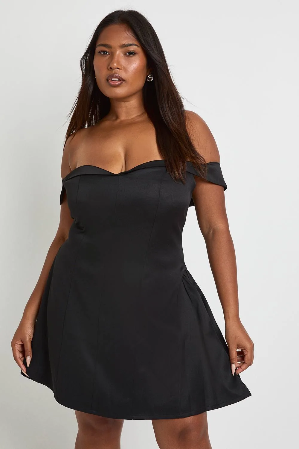 Satin Contrast Skater Dress by boohoo