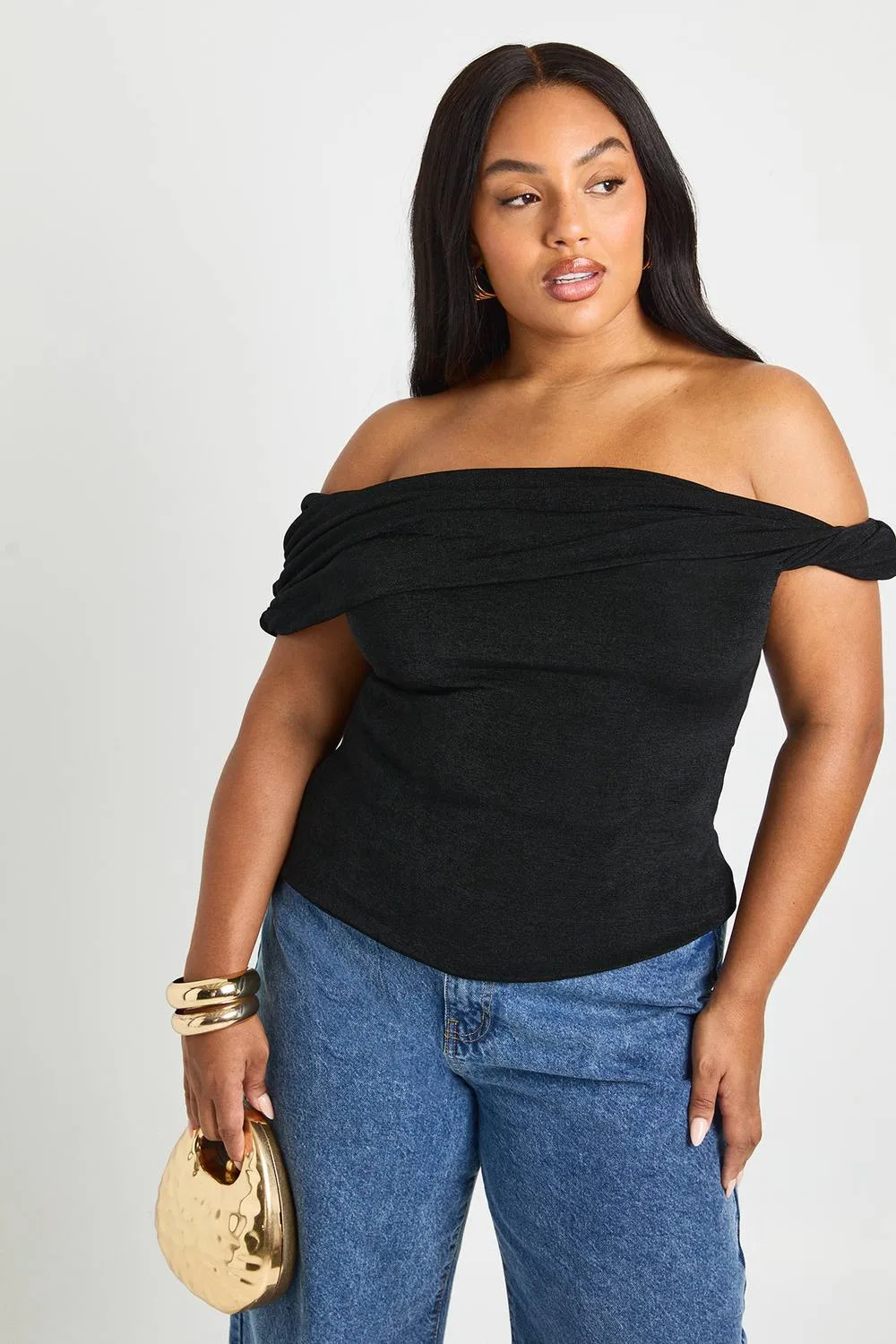Bardot Twist Off-The Shoulder Top by boohoo