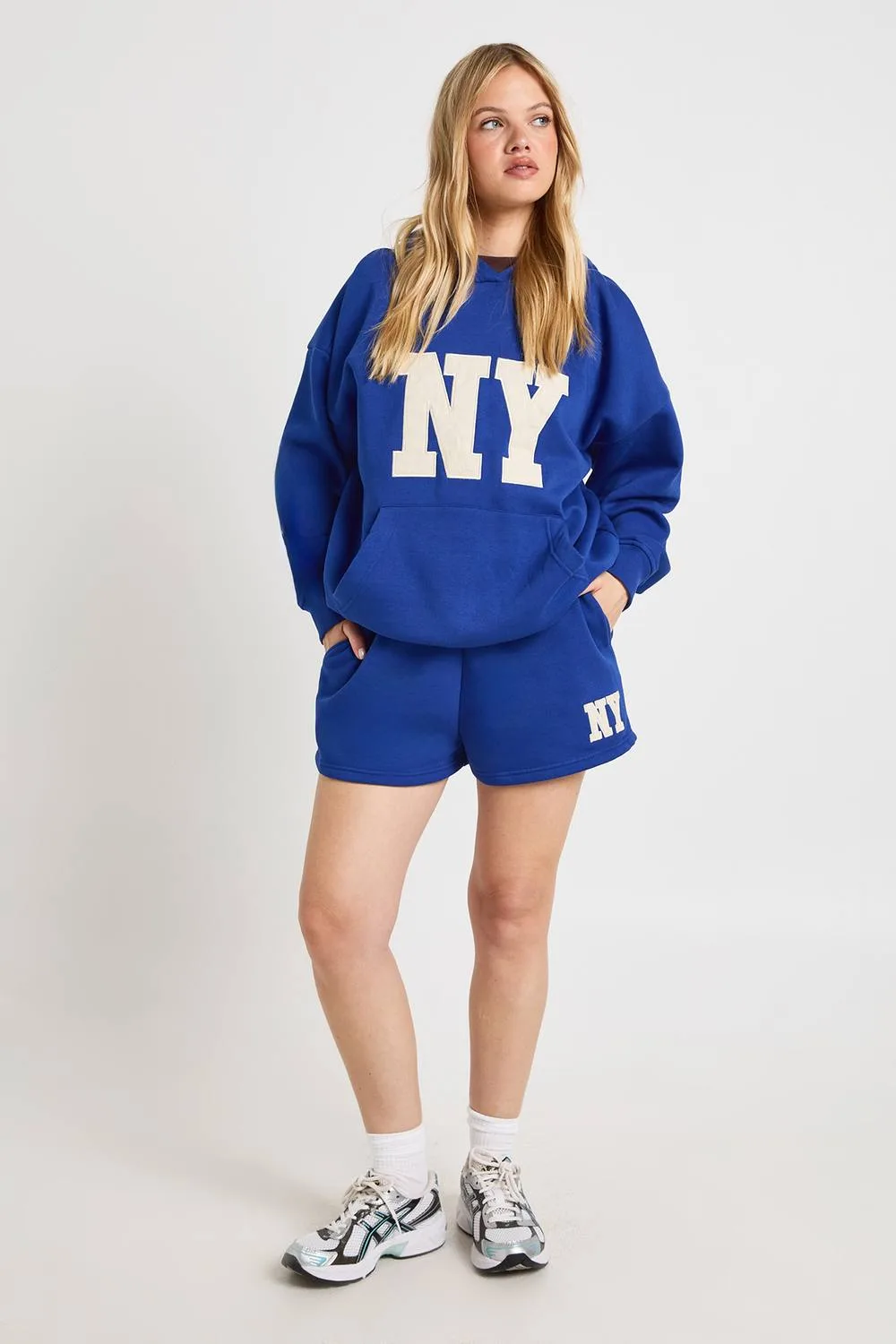 Ny Applique Hooded Short Tracksuit by boohoo
