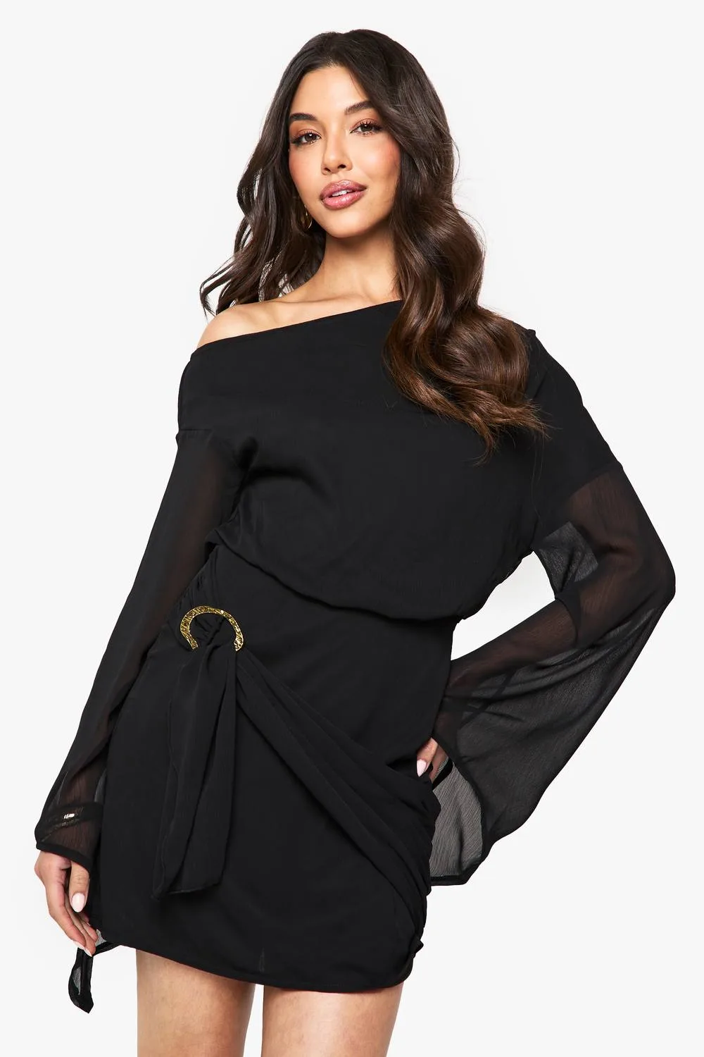 Trim Belt Wrap Mini Dress by boohoo