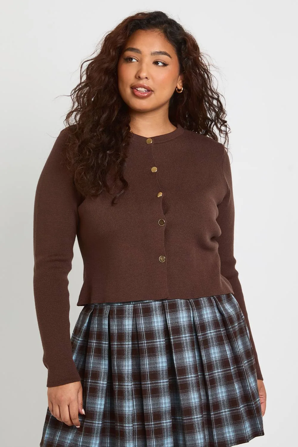 Crew Neck Boxy Down Cardigan by boohoo