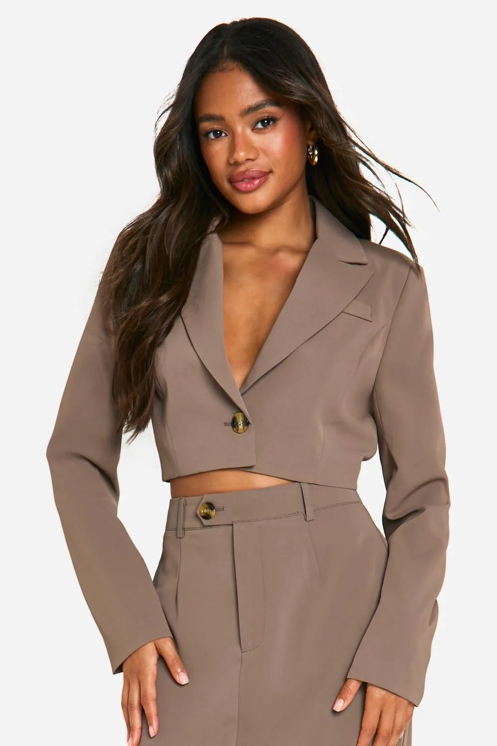 Oversized Cropped Boxy Tailored Blazer by boohoo