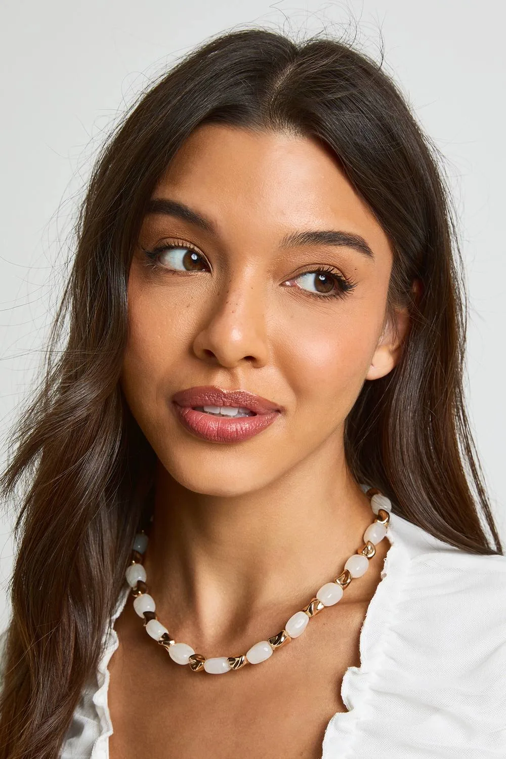 Hammered Gold & Beaded Statement Necklace by boohoo