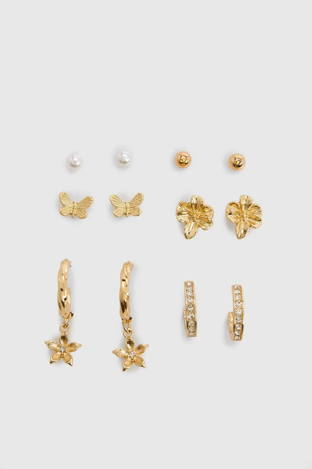 Pearl & Flower Earrings 6 Pack by boohoo