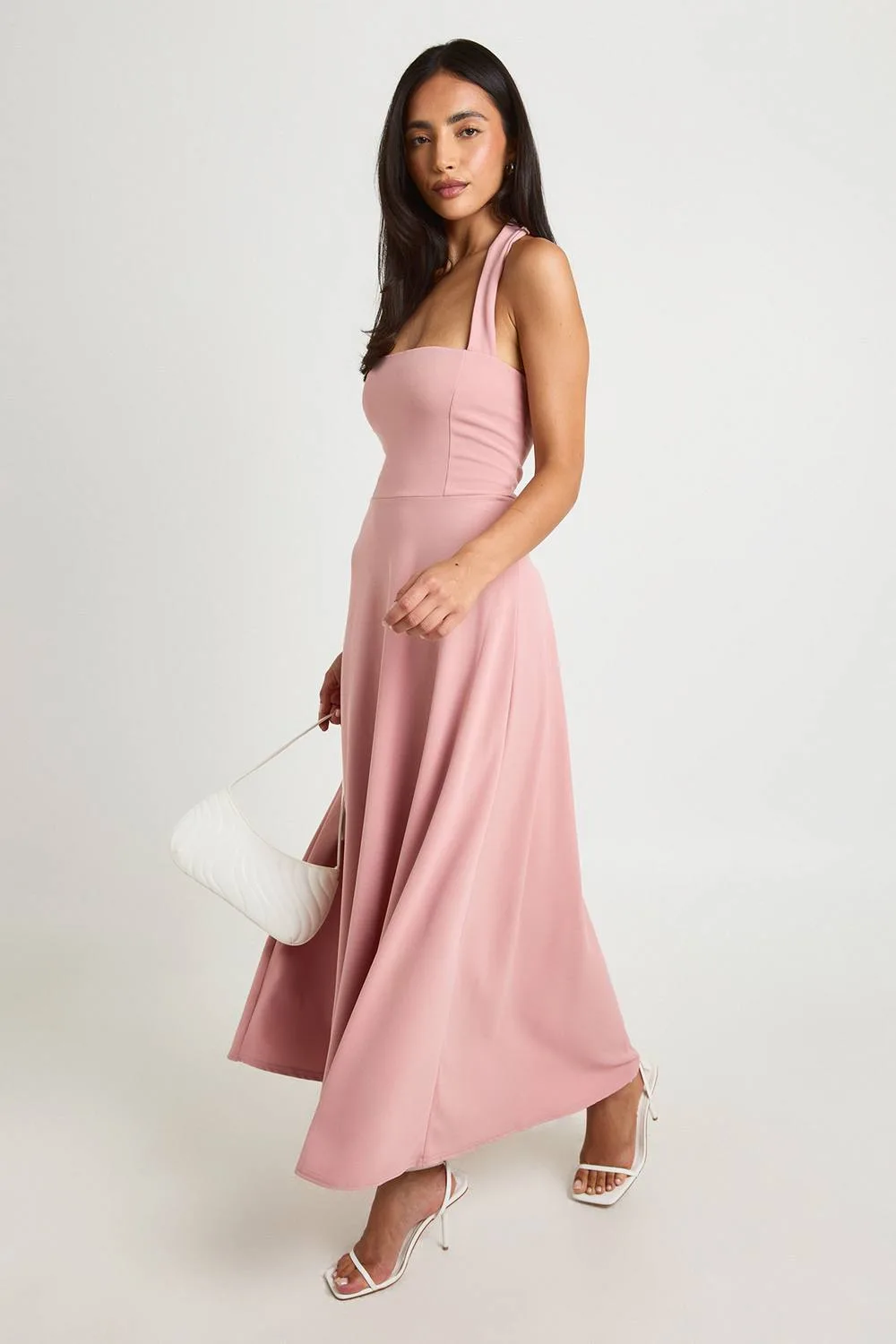 Halterneck Jersey Crepe Midi Dress by boohoo