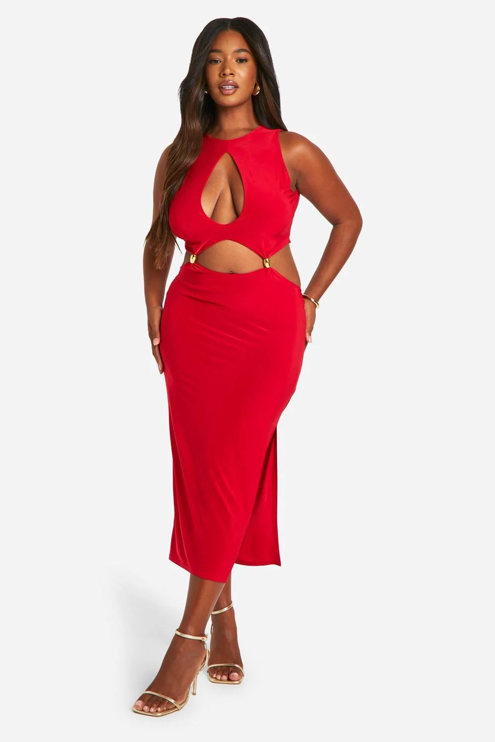Keyhole Beaded Cut Out Midaxi Dress by boohoo