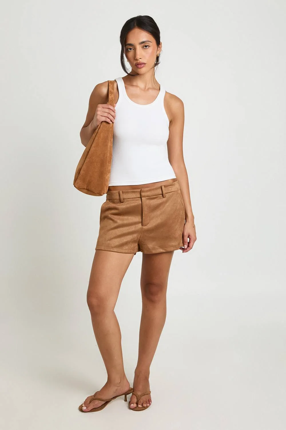 Faux Suede Tailored Mini Shorts by boohoo