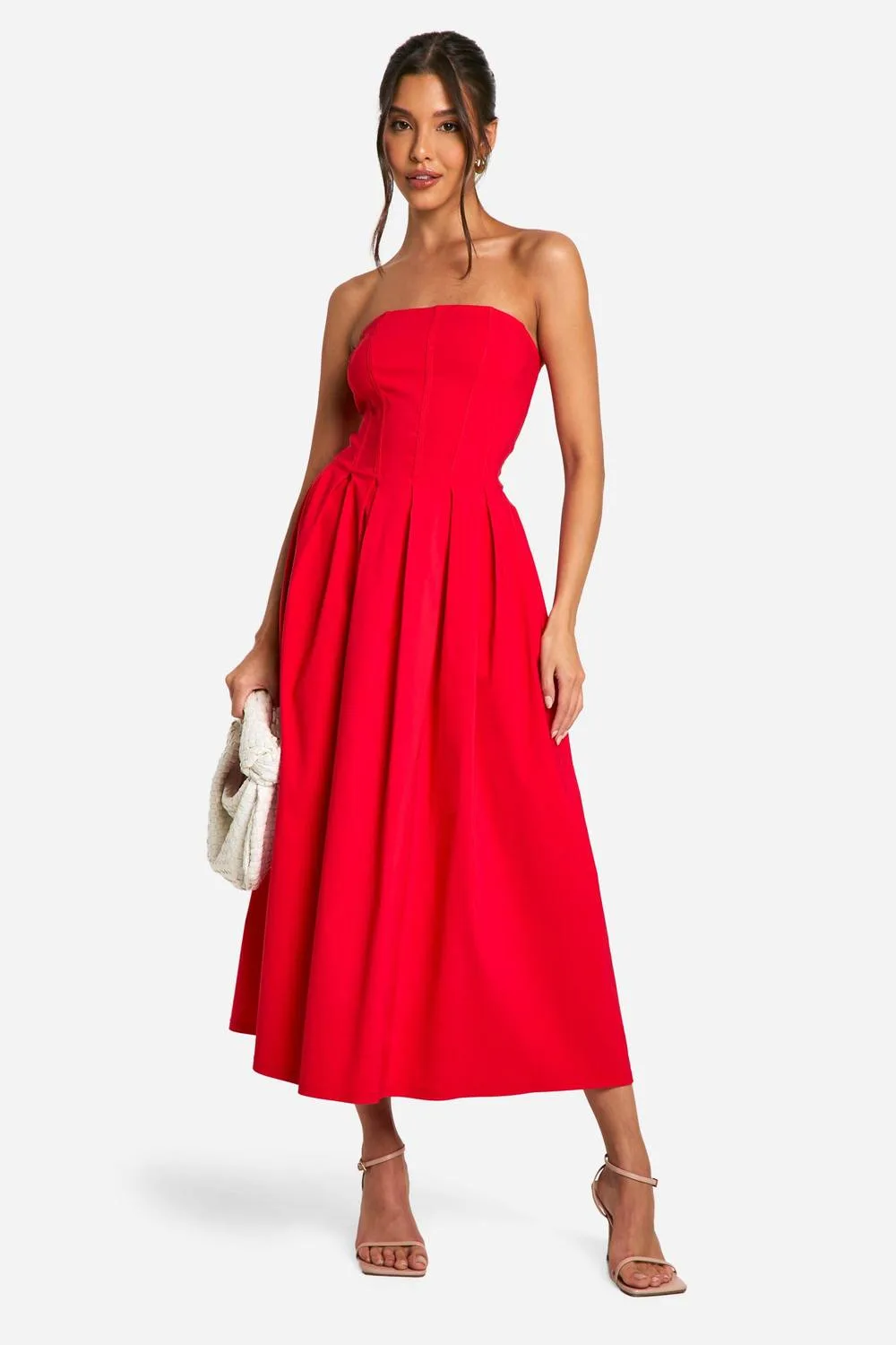 Bengaline Corset Skater Midaxi Dress by boohoo