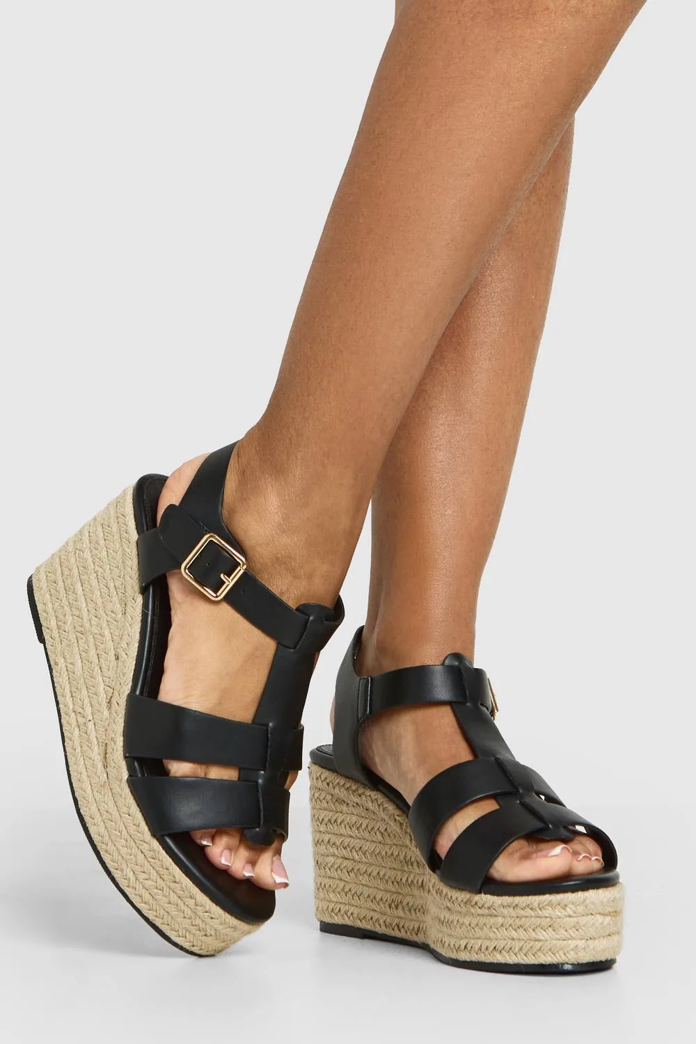 T Bar Espadrille Platform Wedges by boohoo