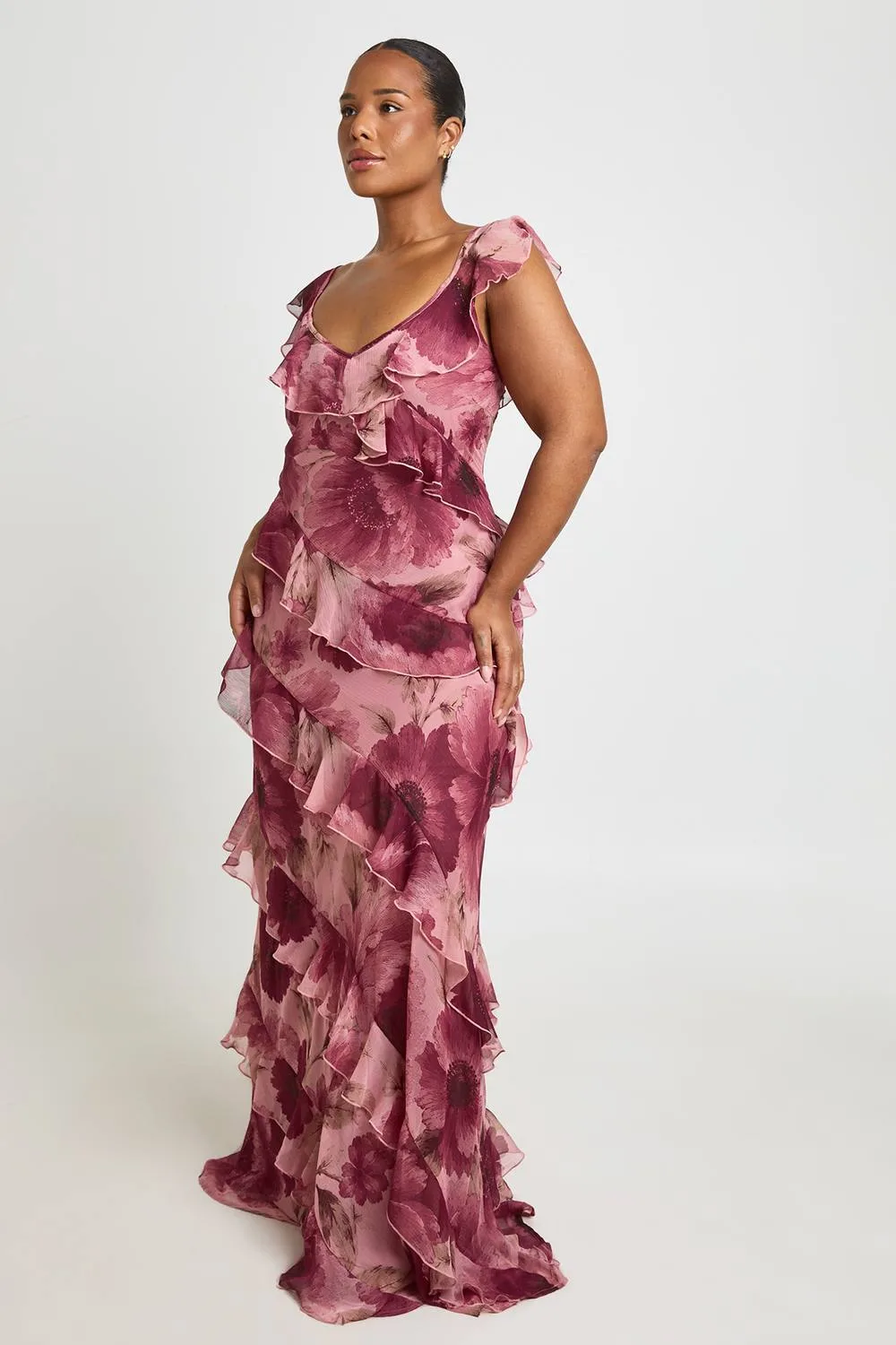 Floral Ruffle Maxi Dress by boohoo