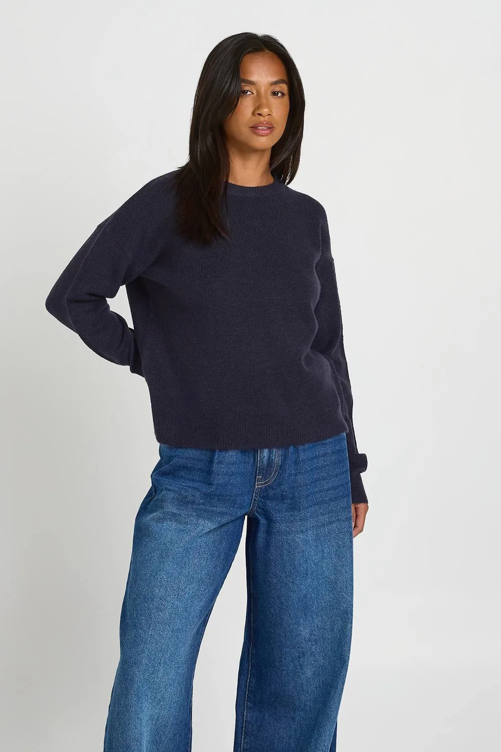 Knitted Crew Neck Jumper by boohoo