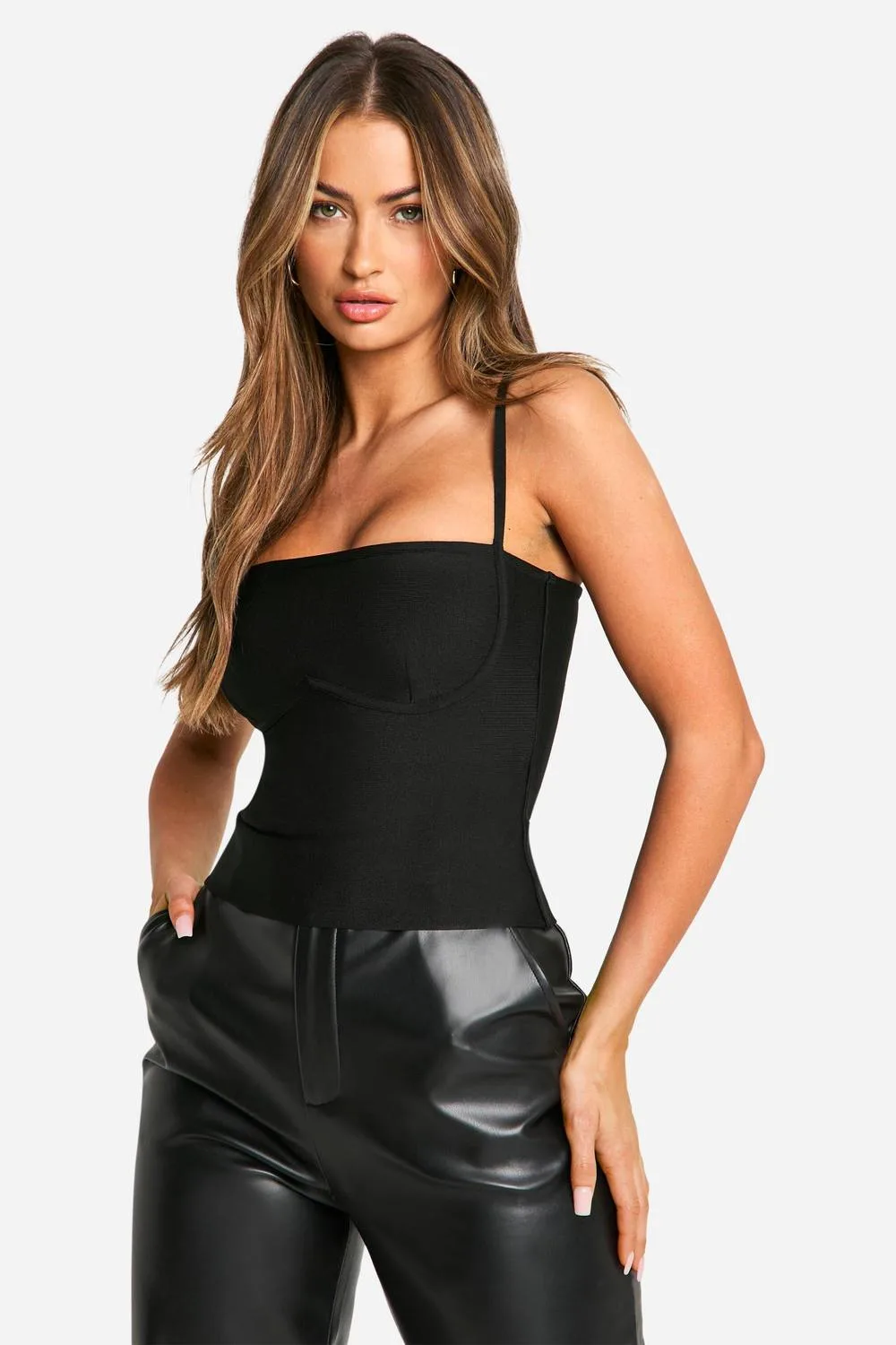 Bandage Cup Detail Strappy Corset Top by boohoo