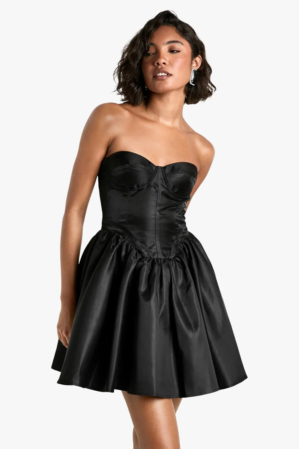 Corset Lace Up Mini Dress by boohoo
