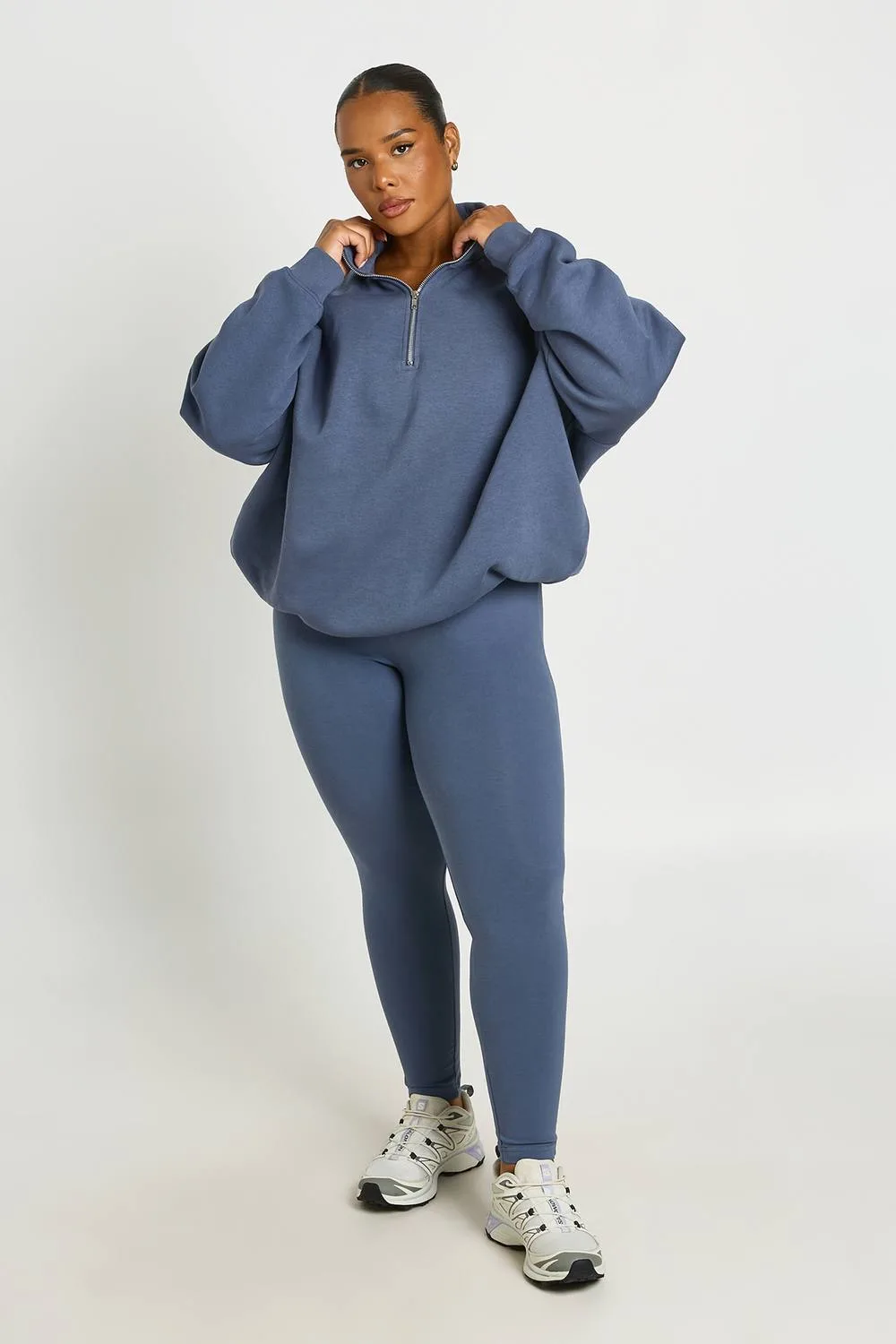 Oversized Half Zip Sweatshirt & Legging Set by boohoo