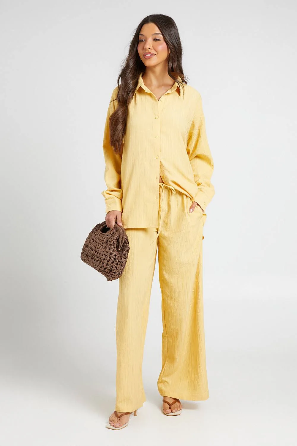 Crinkle Textured Oversized Shirt by boohoo