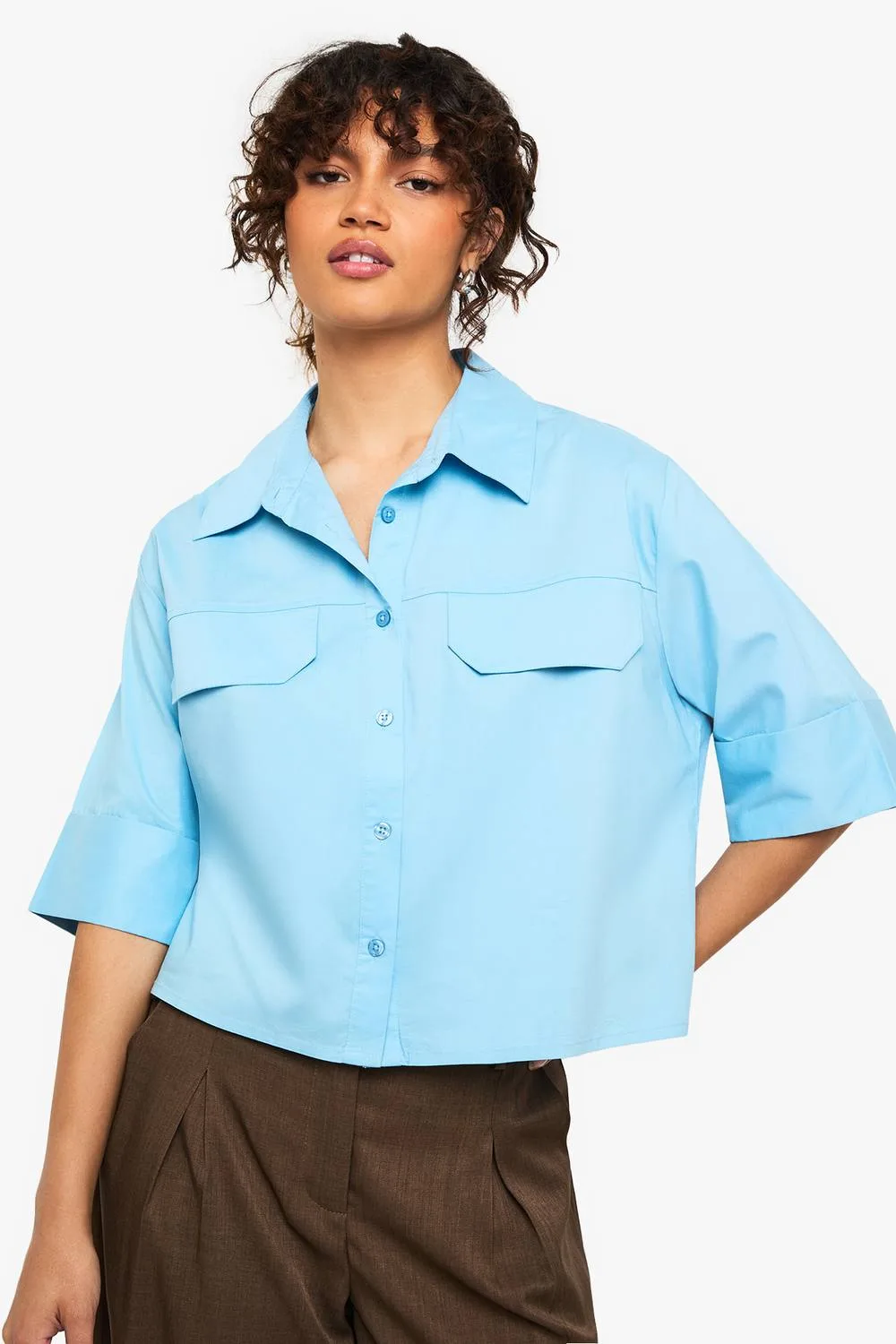 Cotton Crop Shirt by boohoo