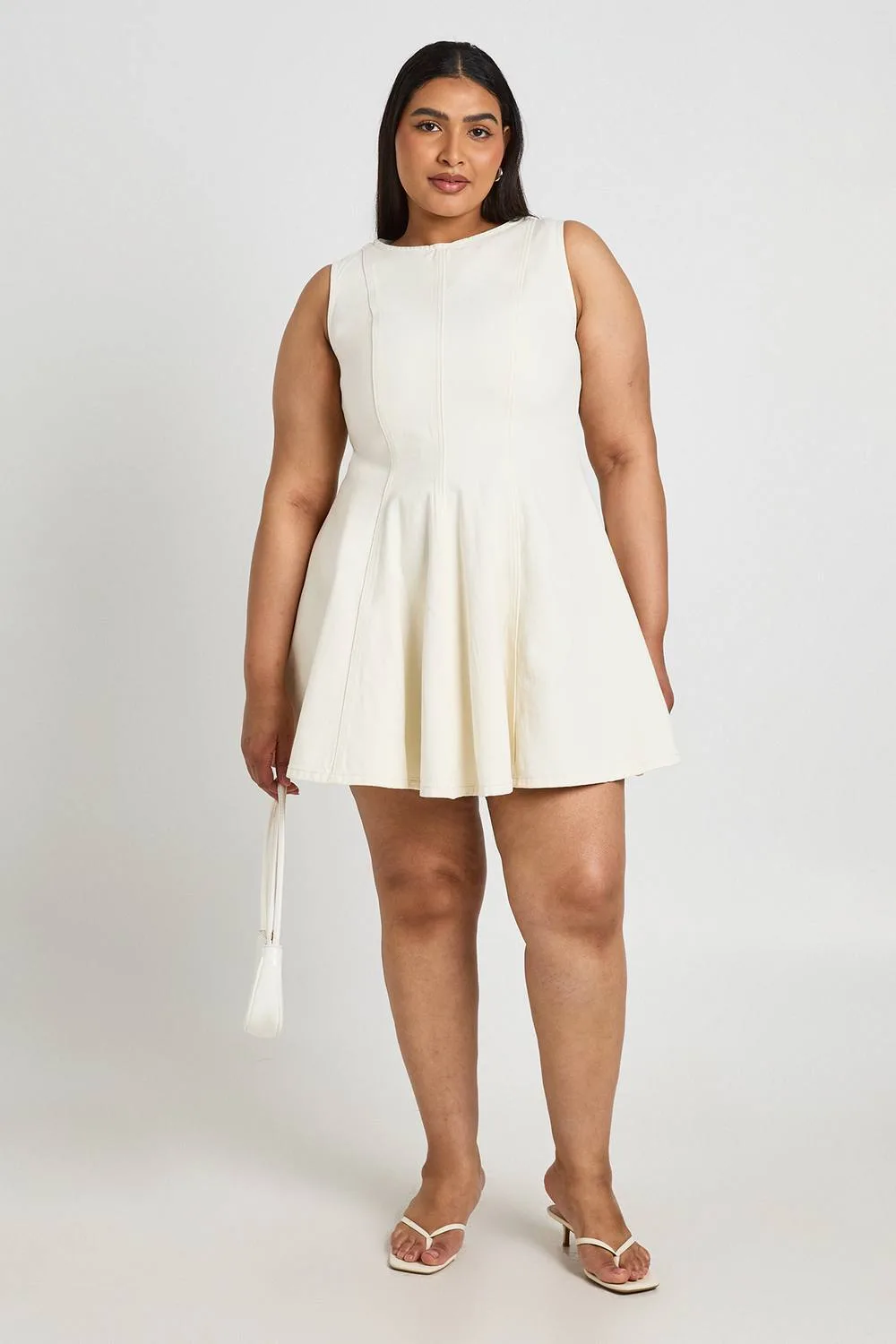 Denim Flippy Sleeveless Dress by boohoo