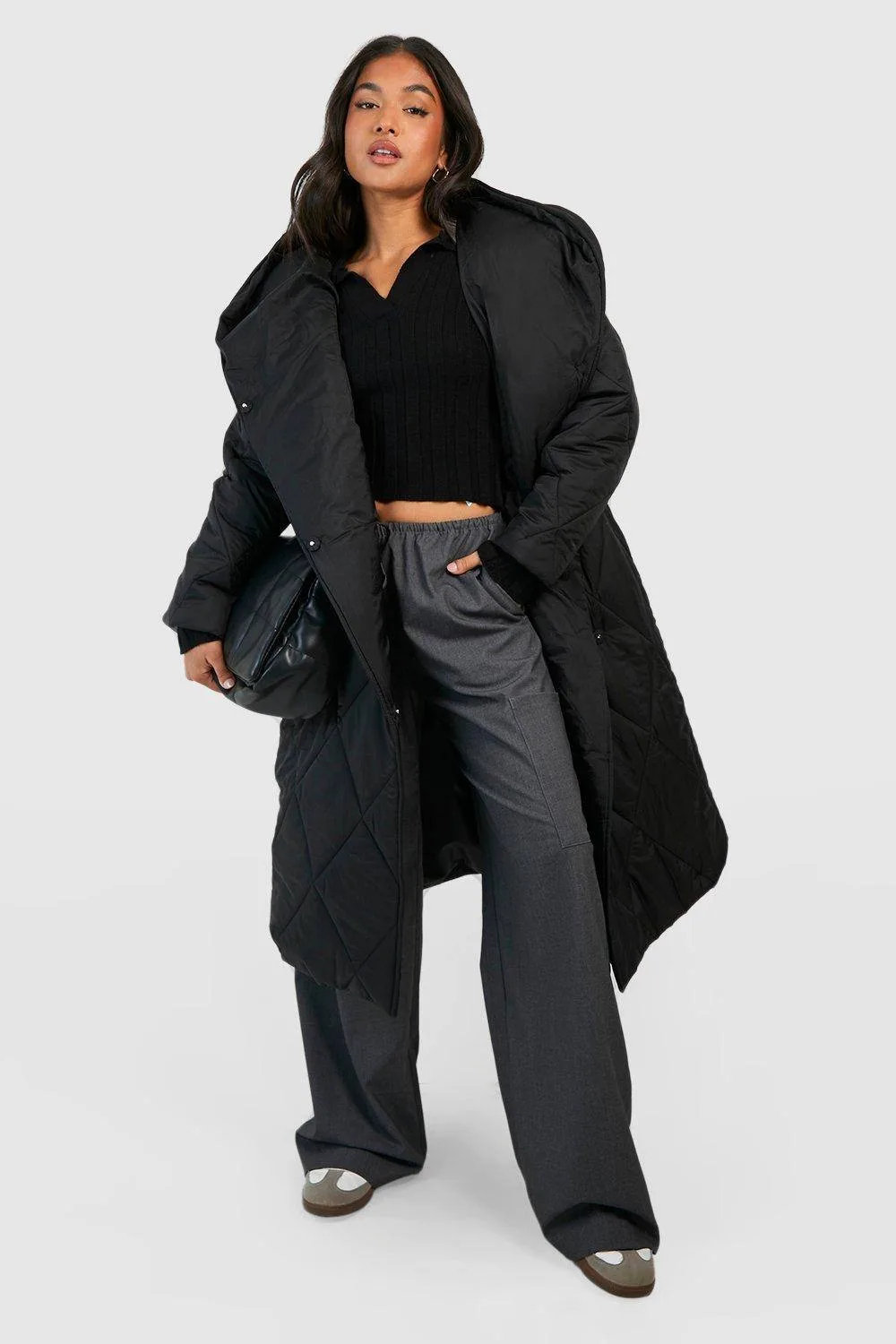 Diamond Quilt Maxi Hooded Oversized Puffer Jacket by boohoo