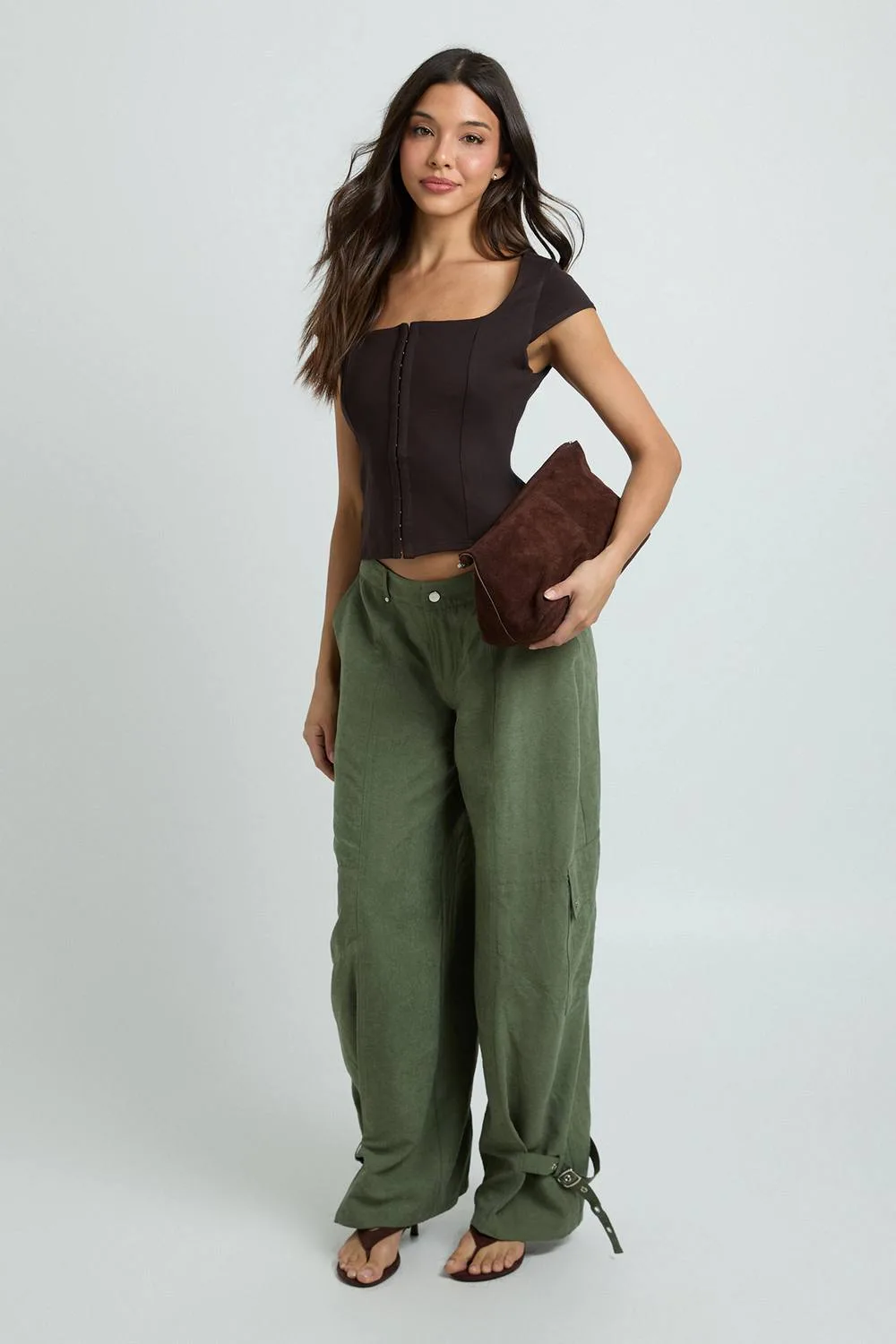 Premium Stretch Contour Hook & Eye Corset Top by boohoo