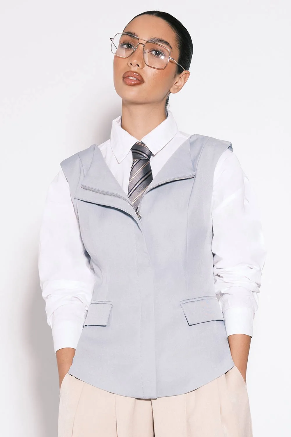 Longline Boat Neck Tailored Top by boohoo