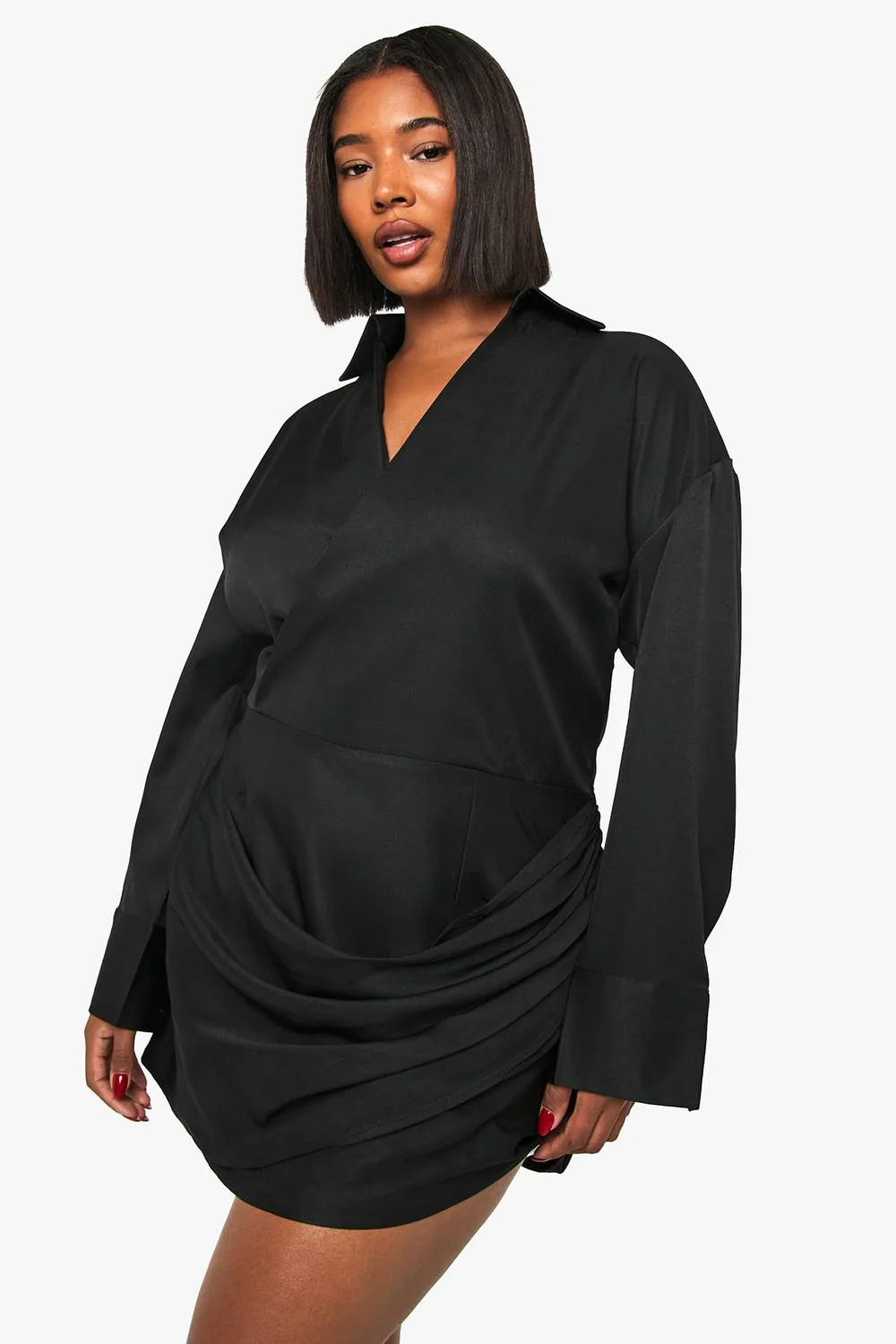 Wrap Shirt Dress by boohoo