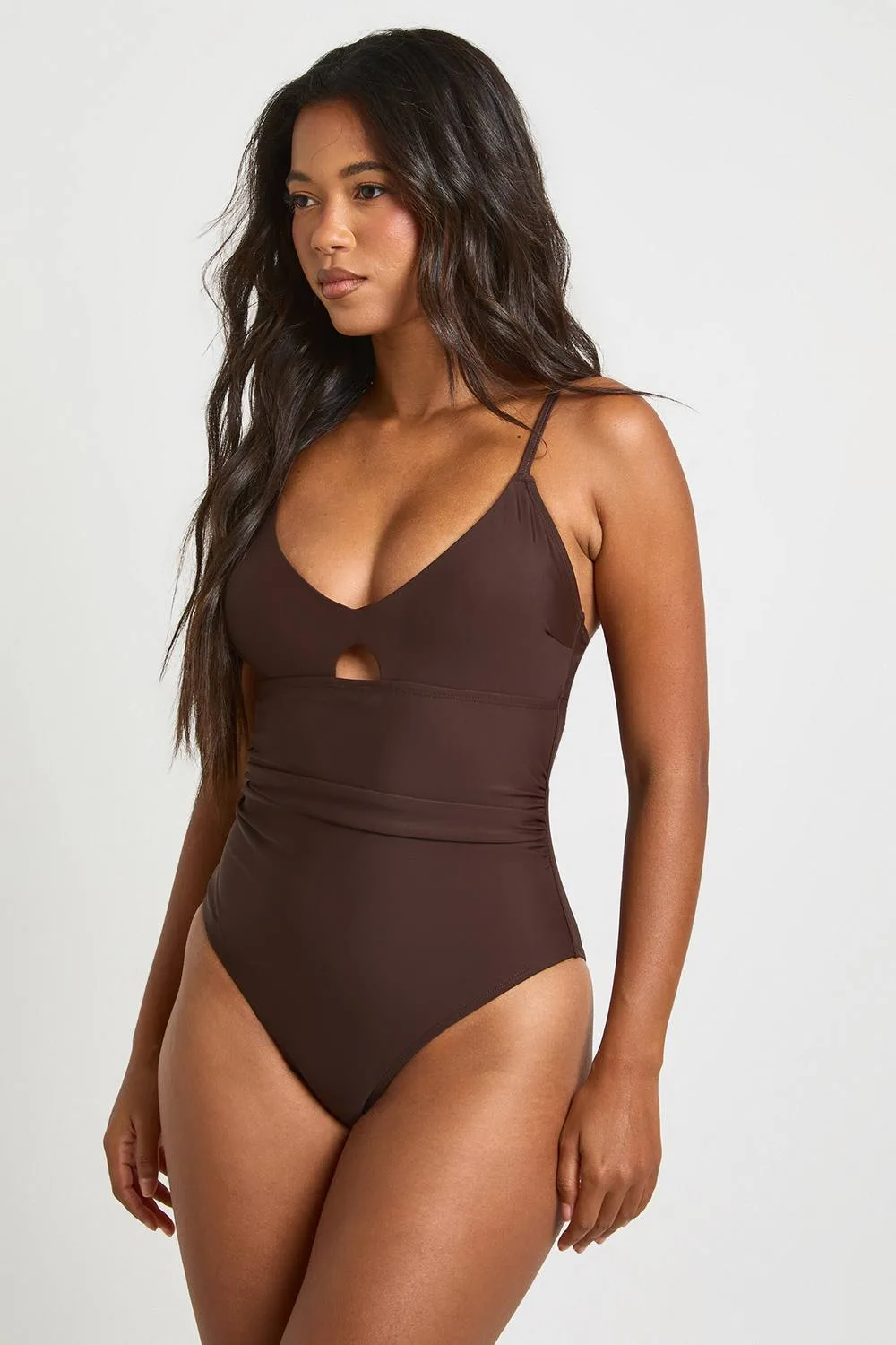 Control Plunge Key Hole Swimsuit by boohoo