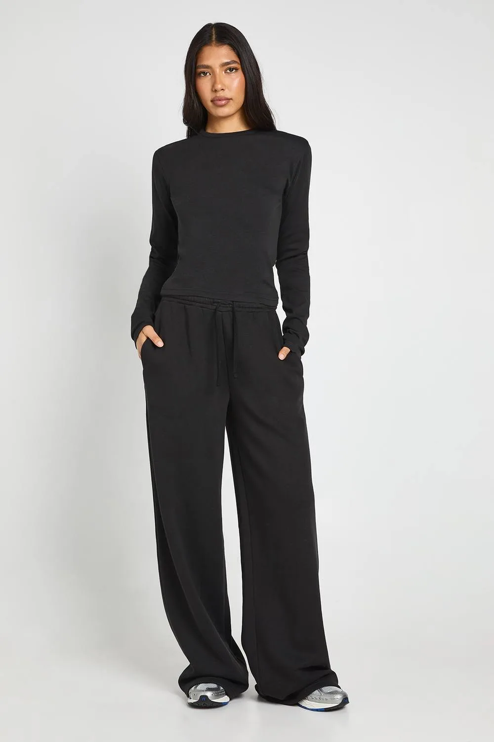 Crew Neck Long Sleeve Top & Straight Leg Jogger Tracksuit by boohoo