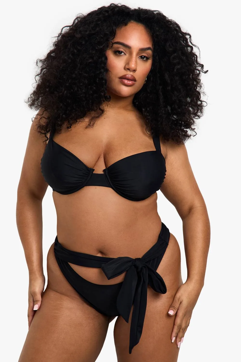 Swimwear Essentials Tie High Waist Brief by boohoo