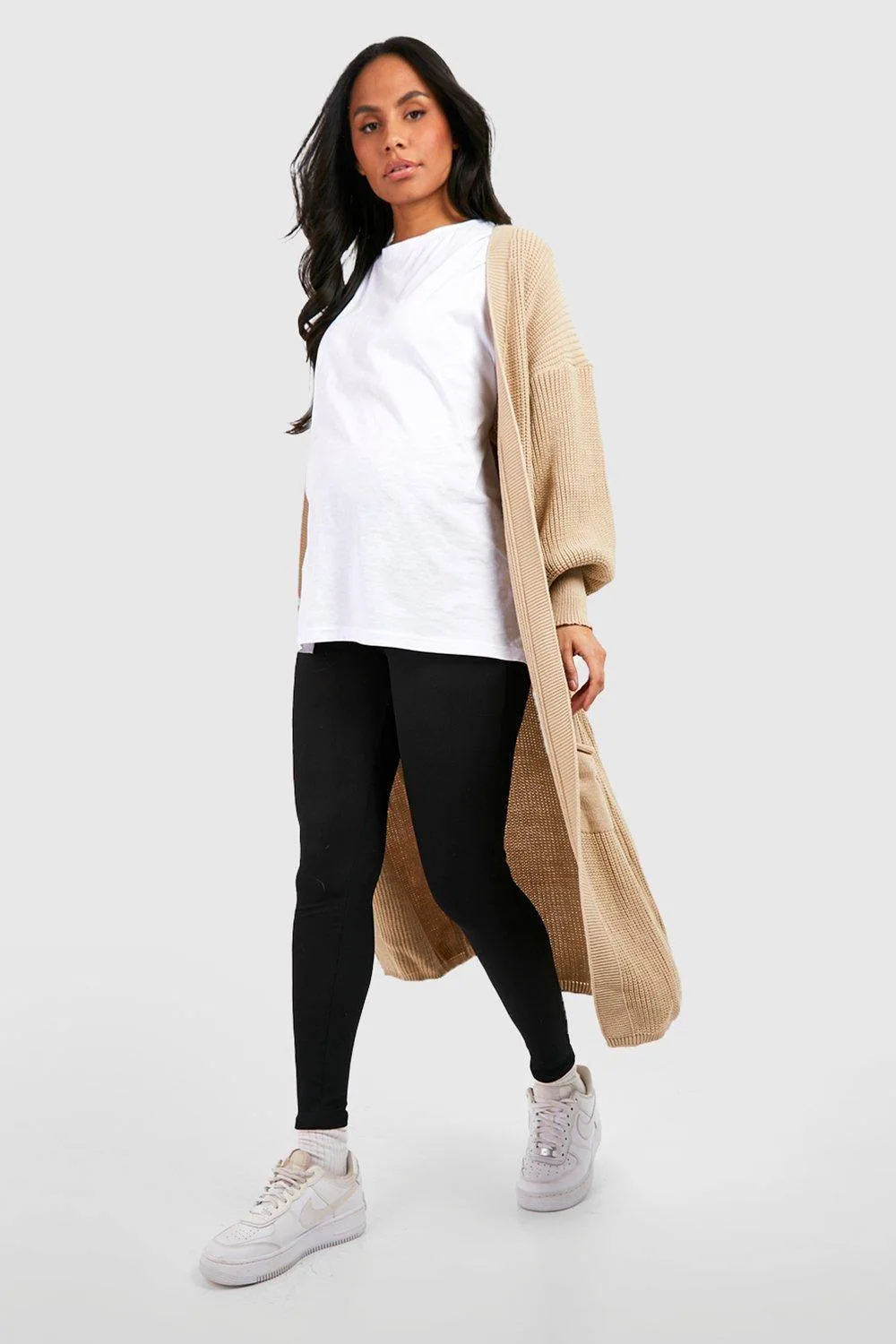 Maternity Ribbed Over Bump Leggings Pants by boohoo
