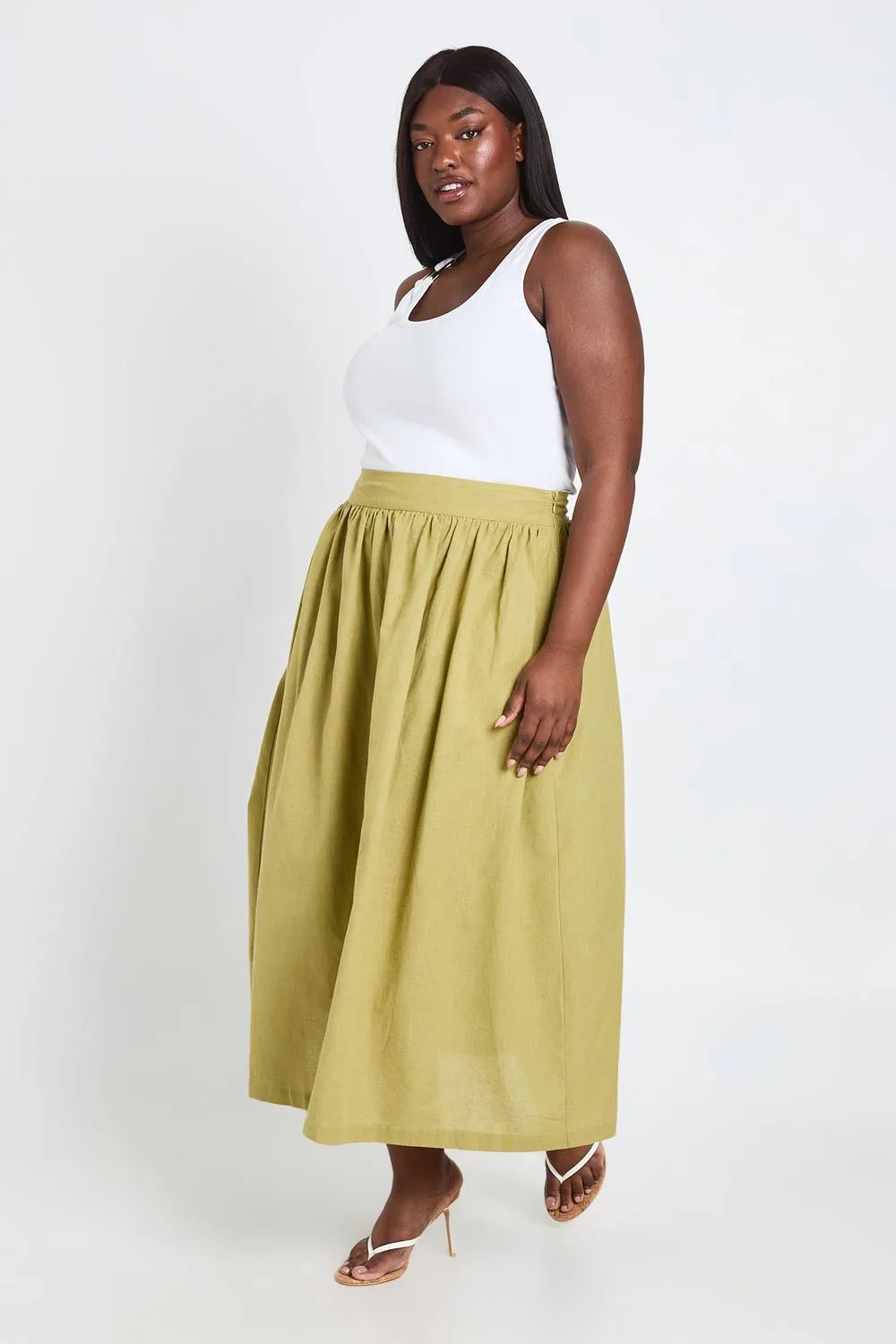 Linen Pocket Midaxi Skirt by boohoo