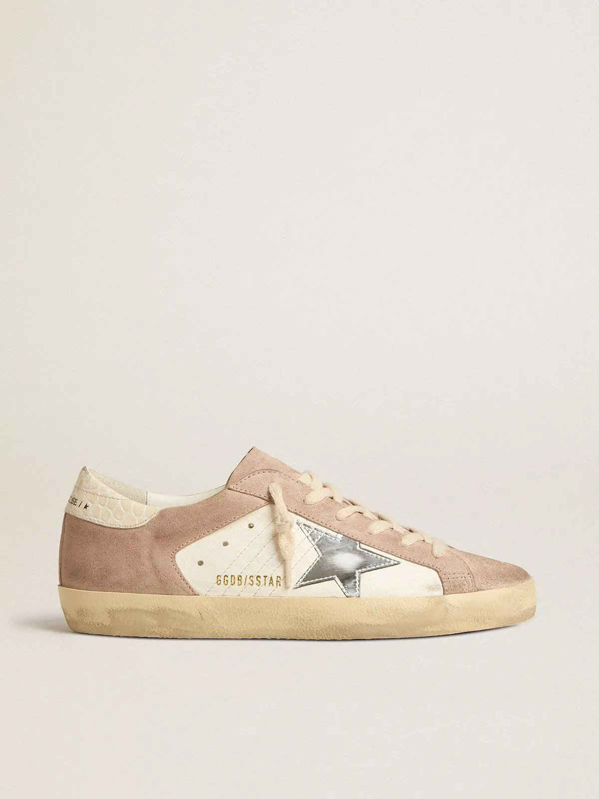 Super-Star Sneakers in Pink Suede with Silver Metallic Leather Star by Golden Goose