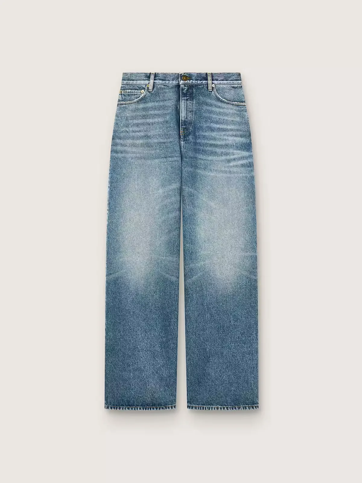 Boyfriend Jeans in Stone-Washed Light Blue Denim by Golden Goose