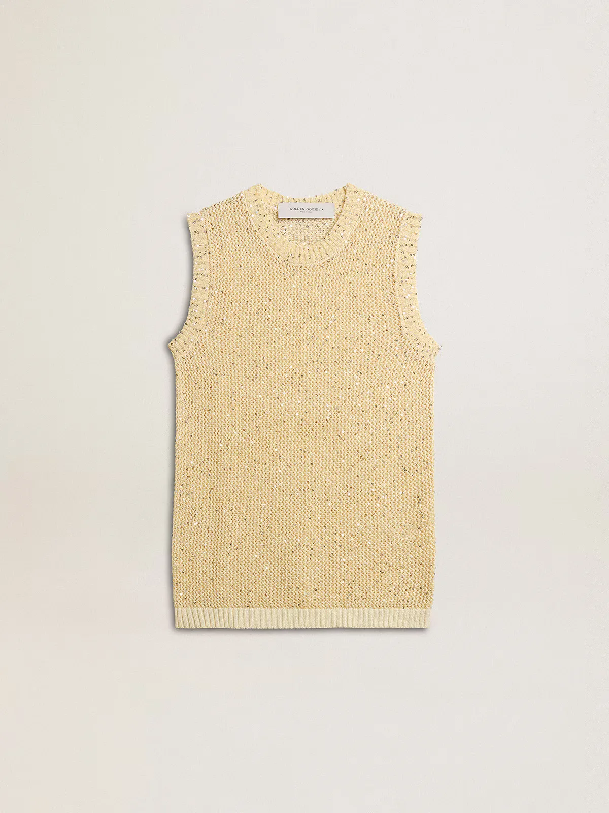 Mesh Knit Top with Sequins and Contrasting Details by Golden Goose