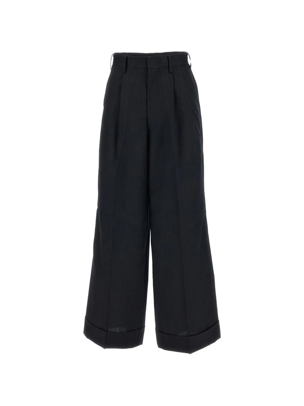 Pinstripe-Pattern Pleated Trousers