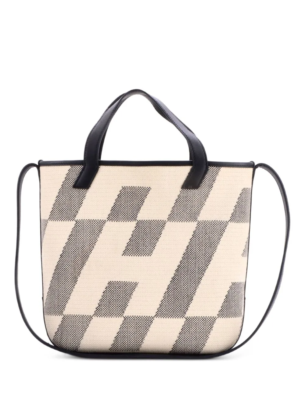 Cabas H En Biais Tote Canvas with Leather 27 Shoulder Bag by Hermès Pre-Owned