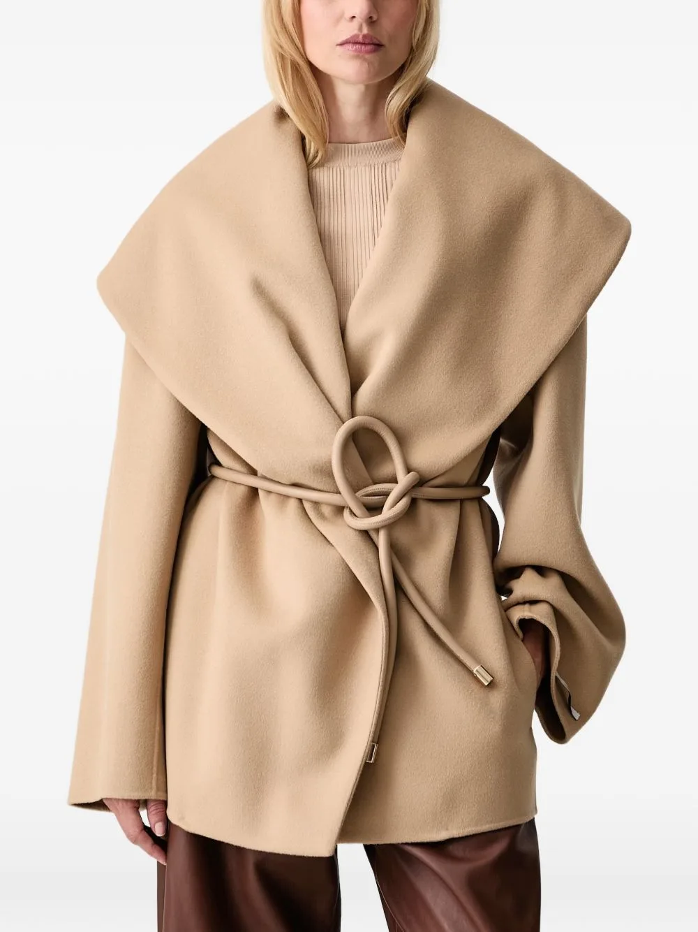 Uguale Belted Shawl-Collar Jacket