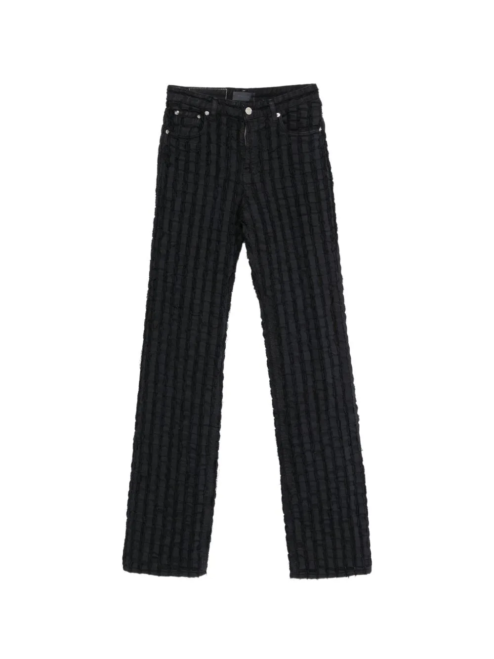 Star Bull Stripe Distressed Checked Jeans by Haikure