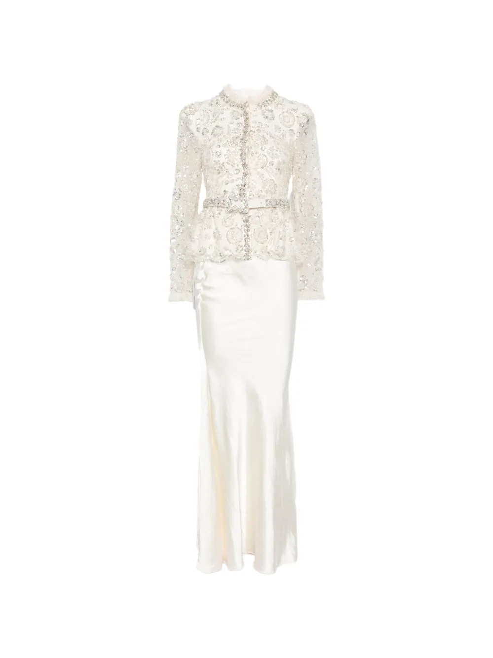 Sequin-Embellished Peplum Maxi Dress by Self-Portrait