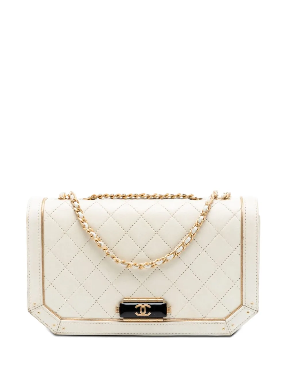 2017-2018 Medium Quilted Calfskin Octagon CC Clasp Flap Crossbody Bag by CHANEL Pre-Owned