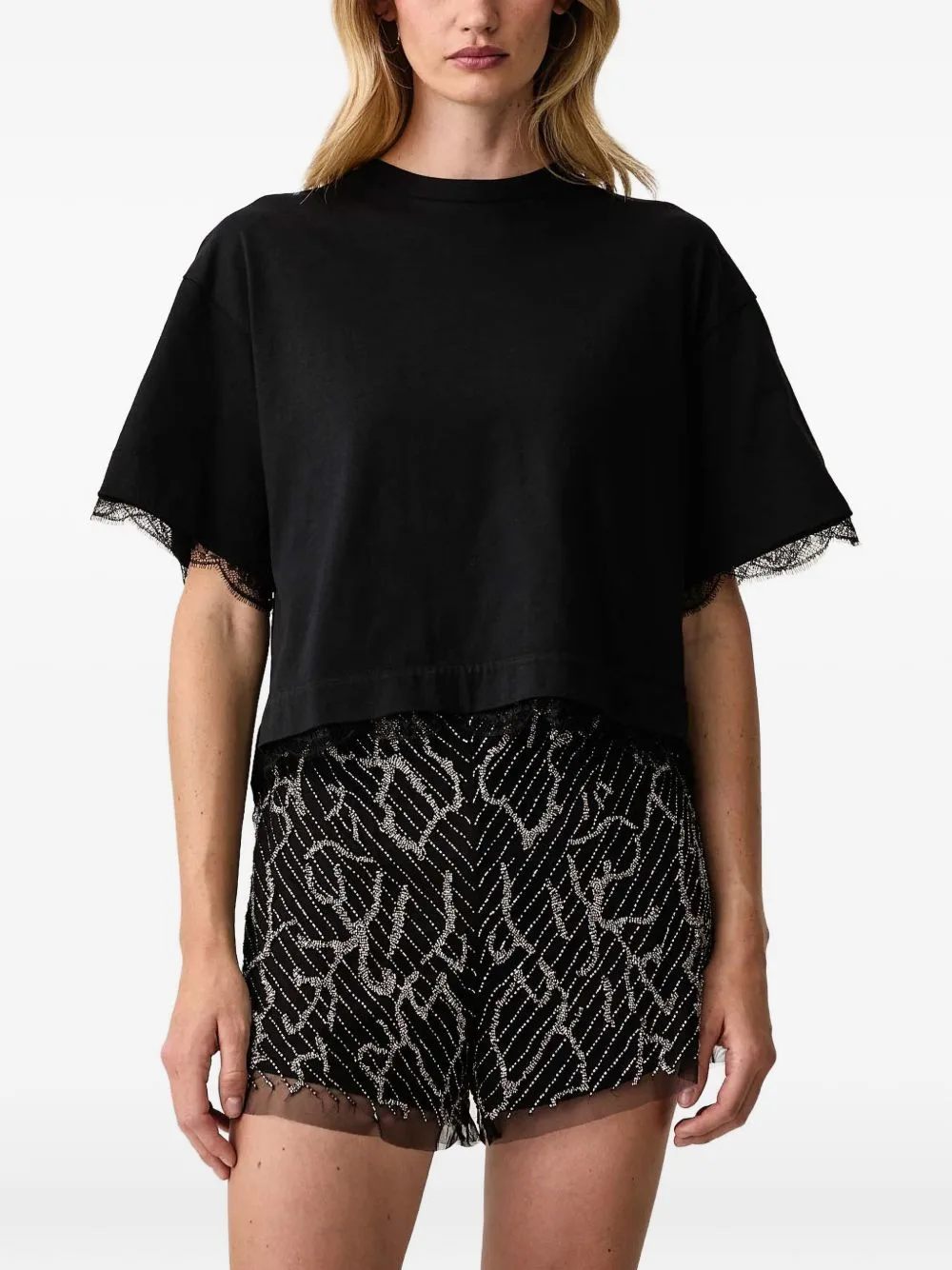 Lace-Trim Open-Back Blouse by AllSaints