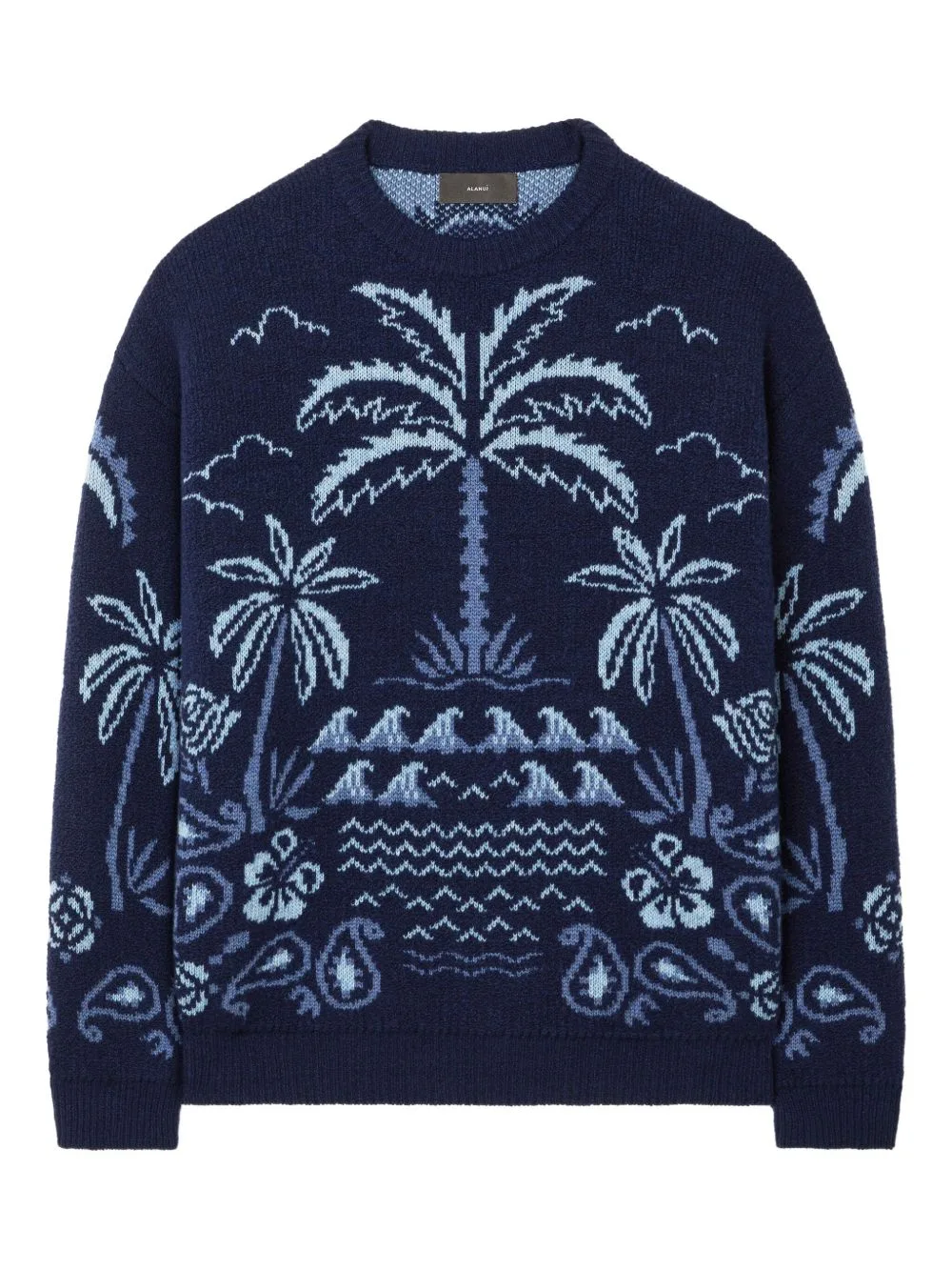 Glimpse of Eden Palm-Tree Intarsia Sweater