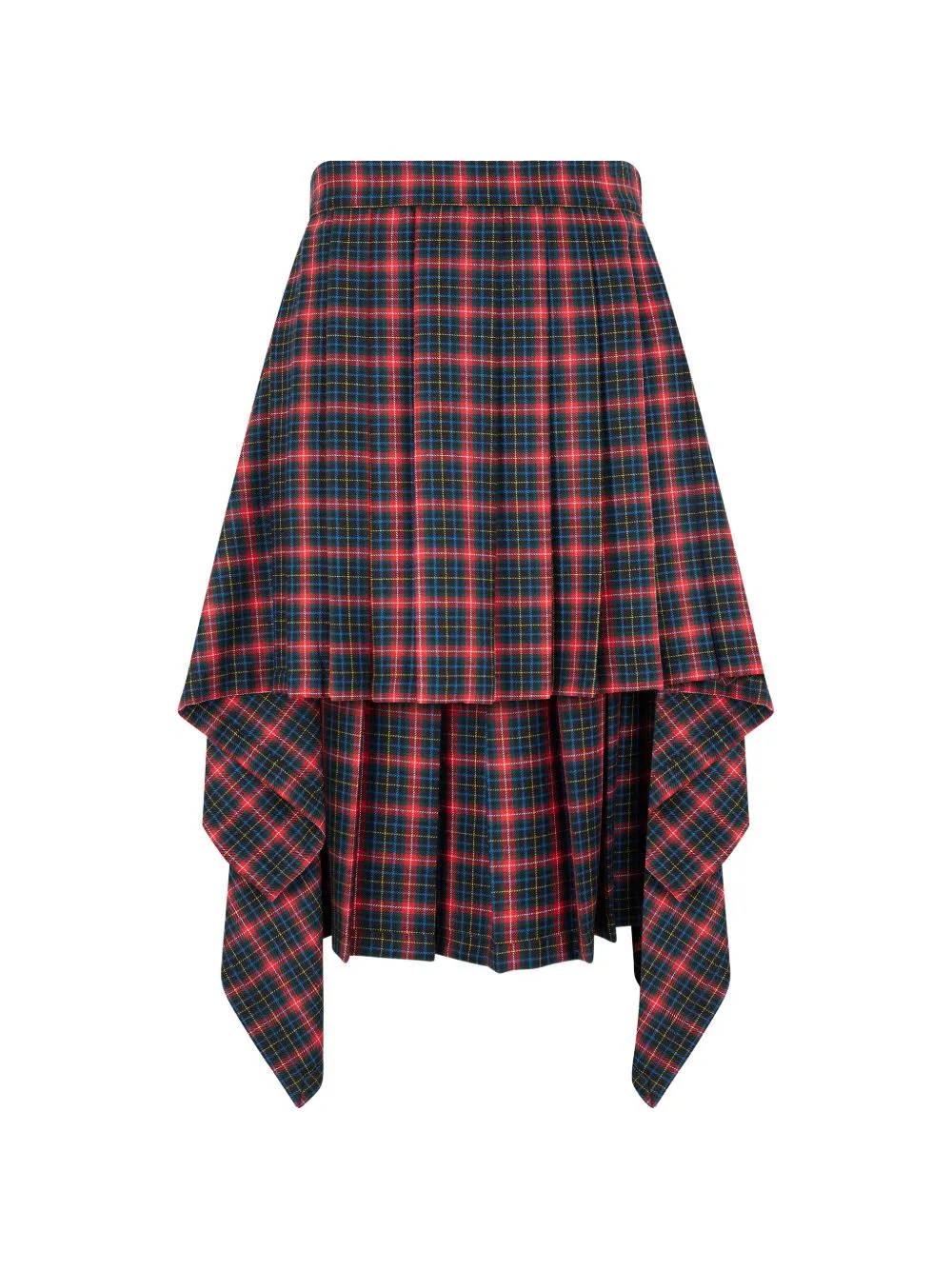 Tartan-Print Asymmetric Kilt Skirt by Moschino
